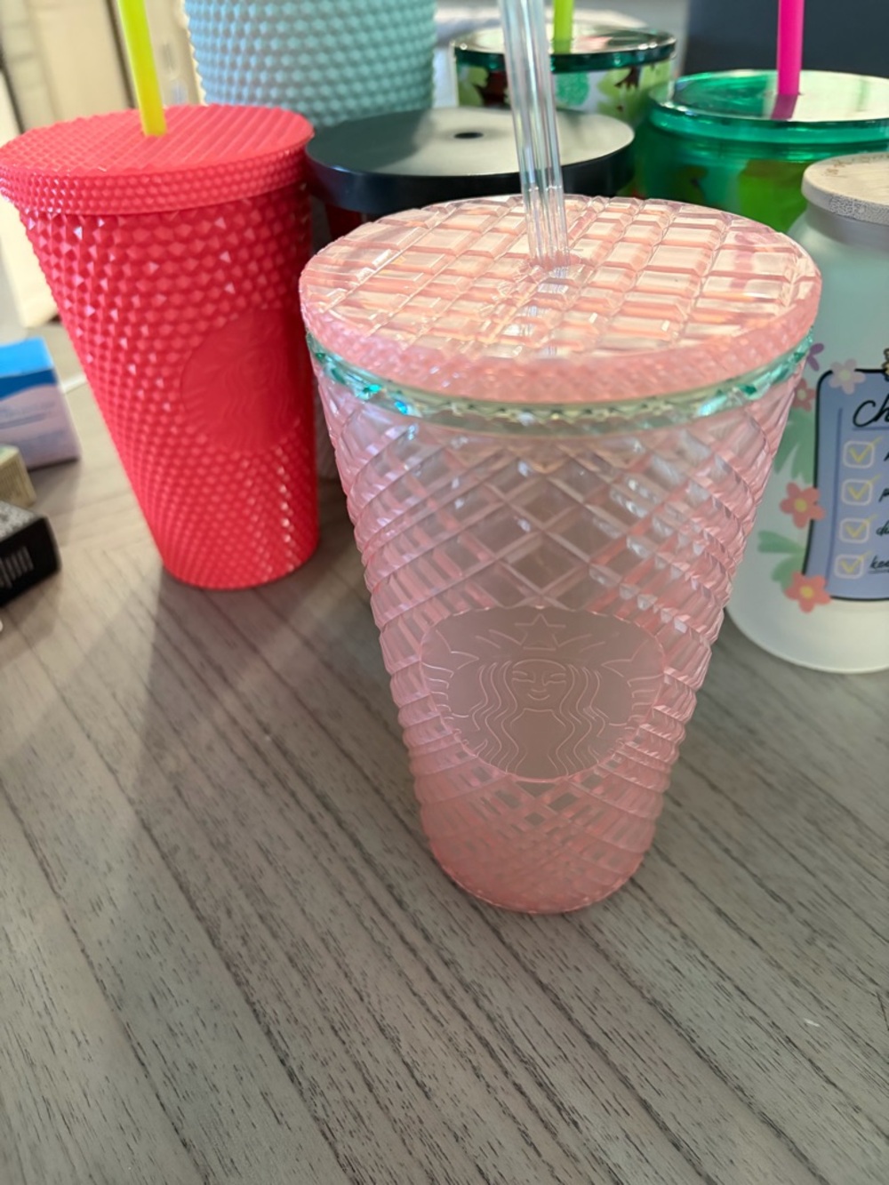 Starbucks Light Pink Textured Reusable Cold Cup with Clear Straw